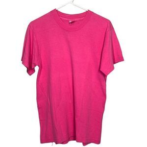 Vintage 90s Fruit of the Loom Blank T-shirt Pink Mens M Single Stitched Made in